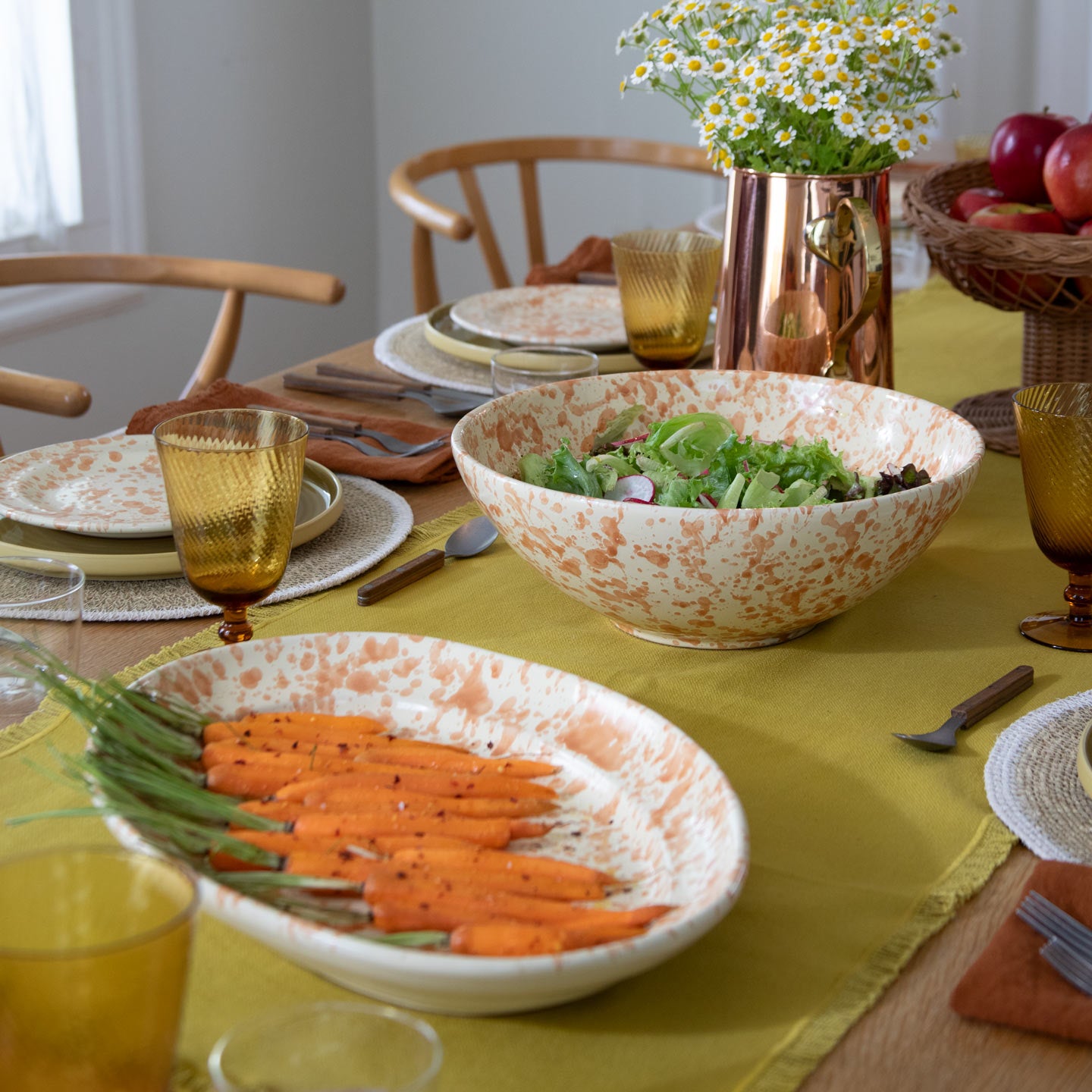 Splatter Serving Platter - Ivory/Bronze