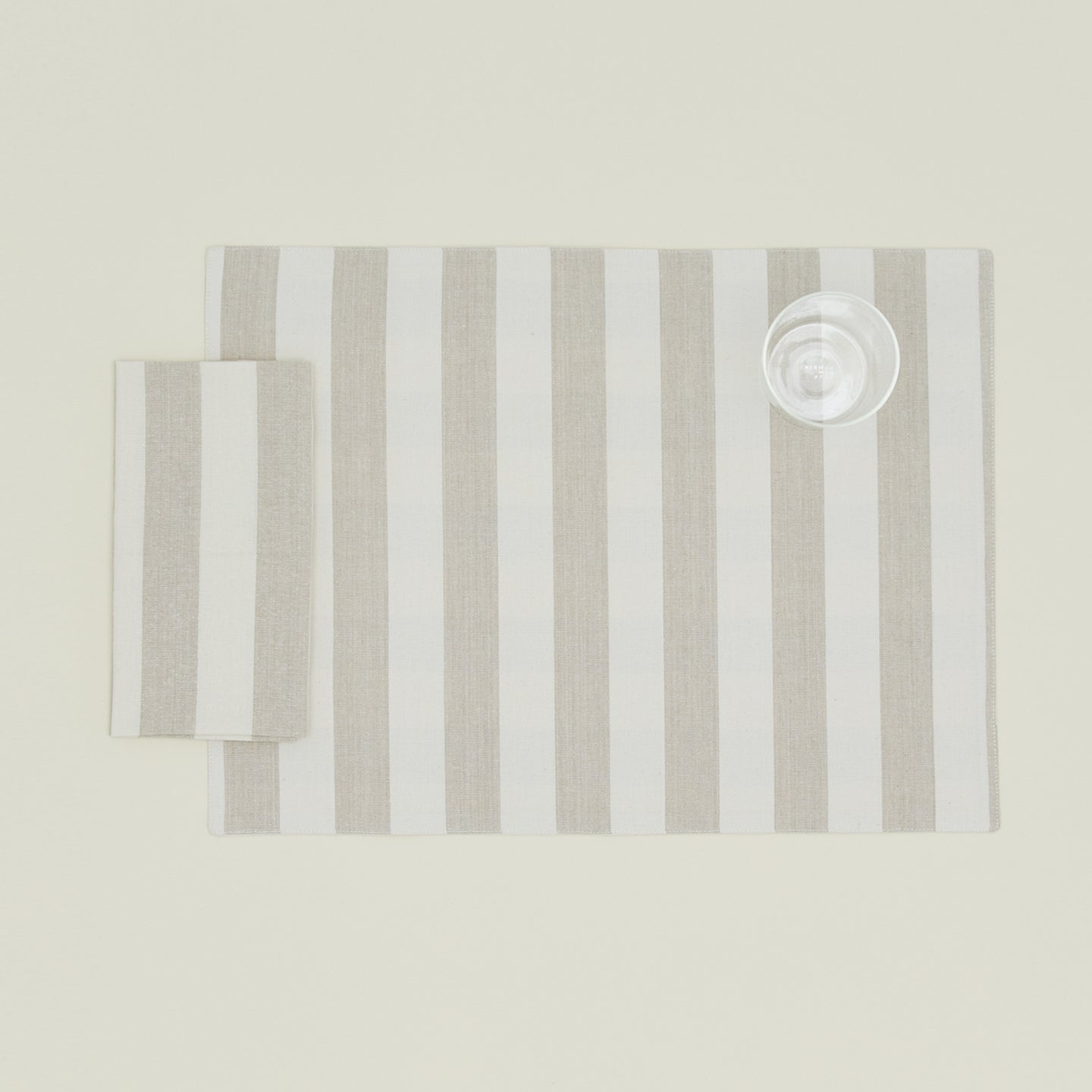 Essential Striped Dinner Napkin and Placemat in Ivory and Flax
