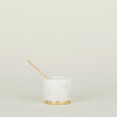 Simple Marble Sugar + Salt Dish with included small brass spoon.