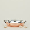 Copper two handled sautee pan with mushrooms