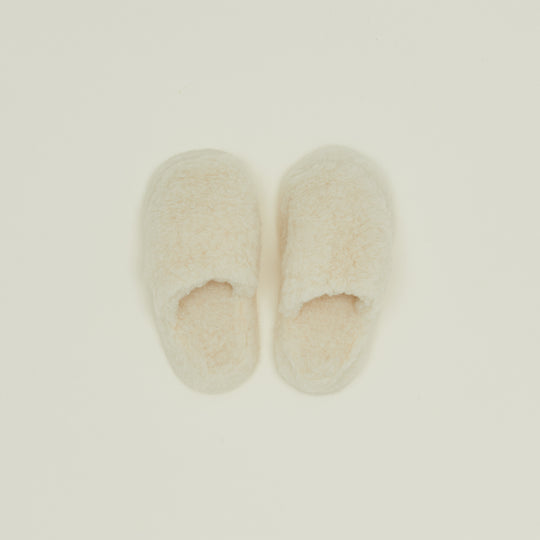 Fuzzy Wool Slippers - White