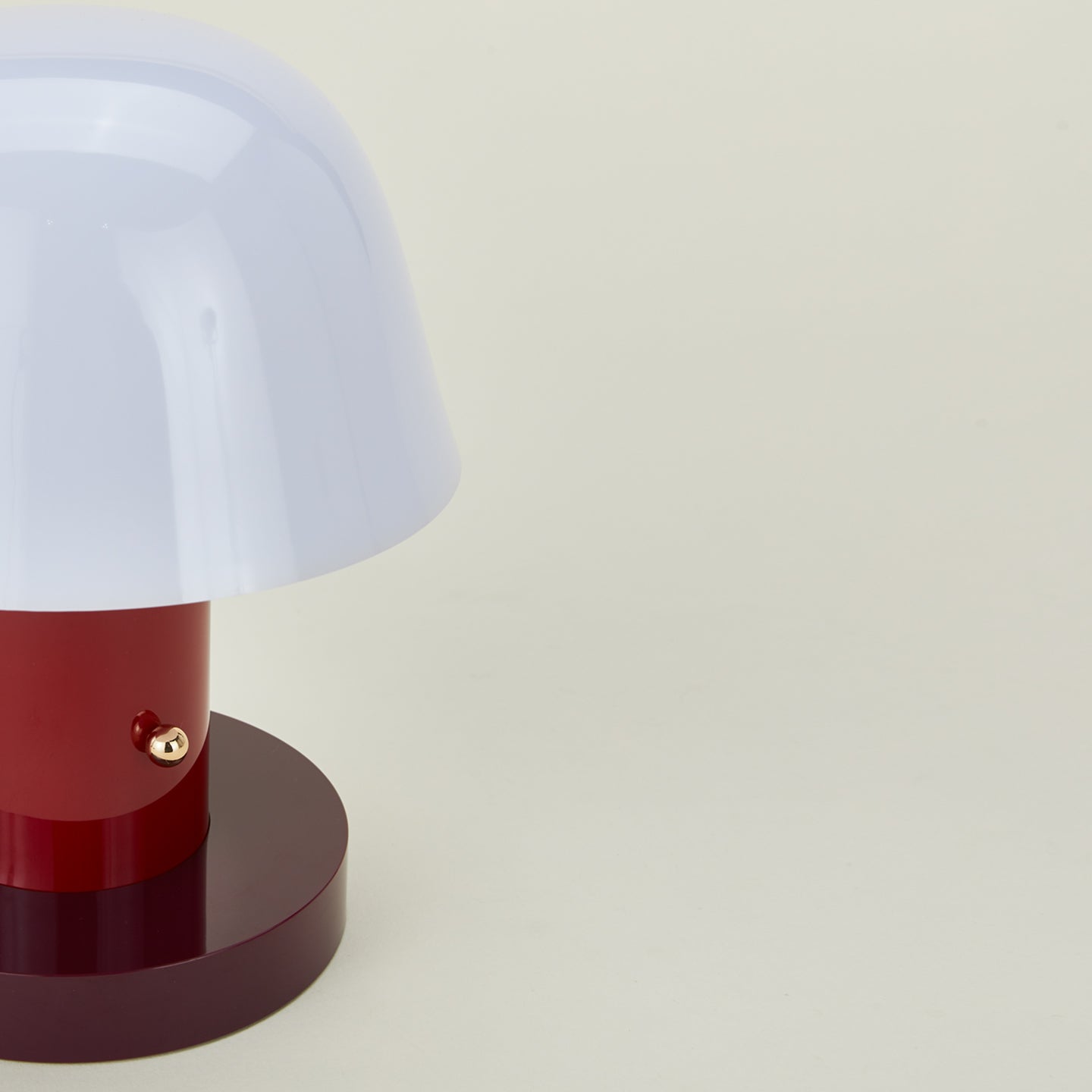 Close up view of red and plum setago rechargeable lamp