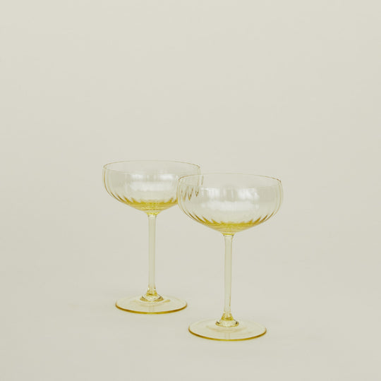 Ribbed Cocktail Coupe, Set of 2 - Amber