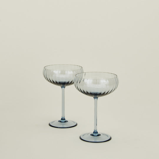 Ribbed Cocktail Coupe, Set of 2 - Blue