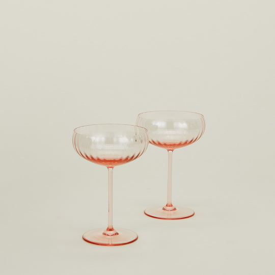 Ribbed Cocktail Coupe, Set of 2 - Blush