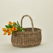 Basketly rattan market basket with flowers