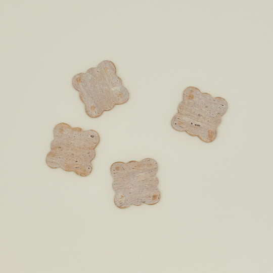 Scalloped Edge Travertine Coasters, Set of 4