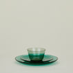 Group of Jade glass dinner plate, salad plate and bowl.