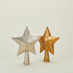 5 point star tree topper in gold and silver
