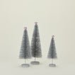 Silver glitter bottle brush tree set of 3