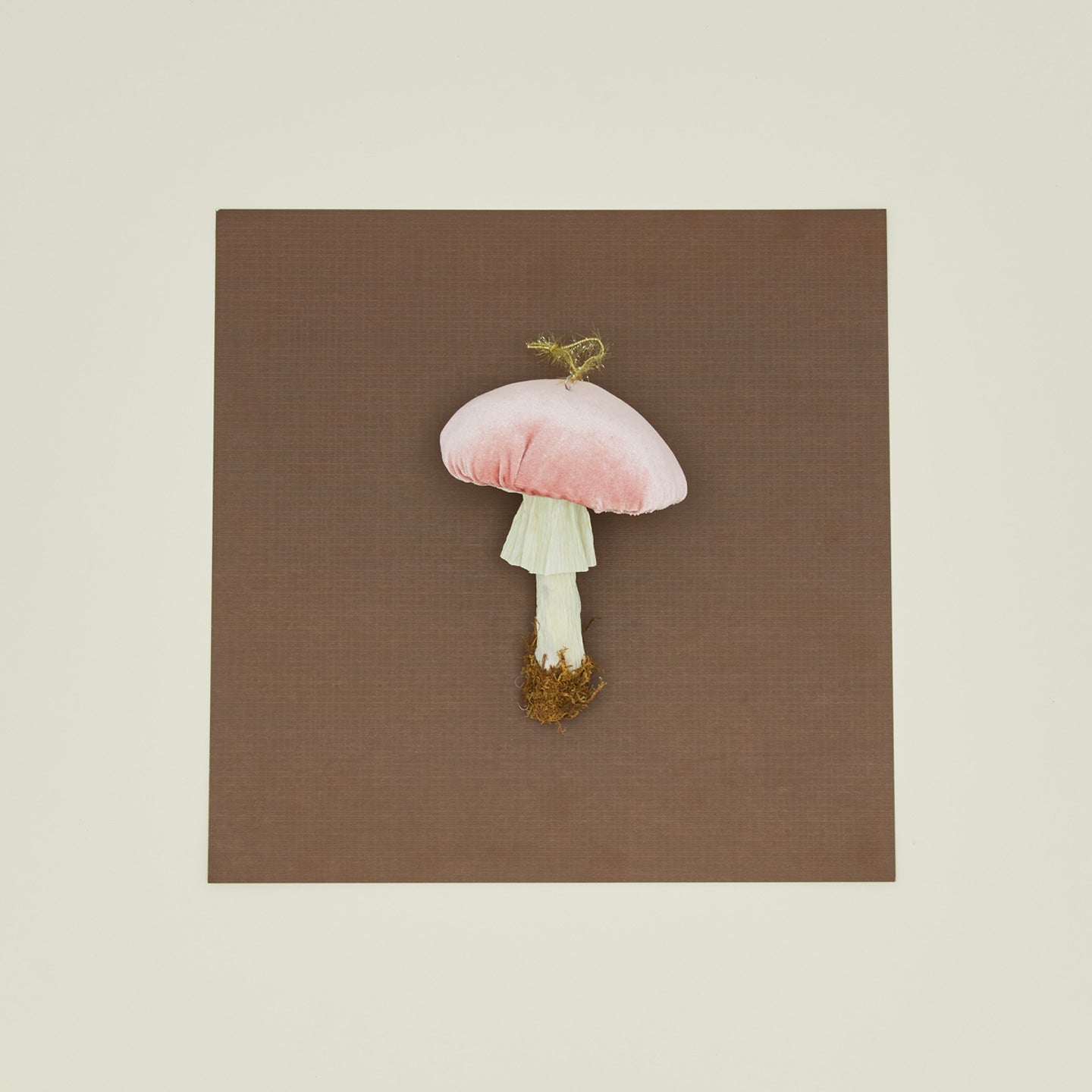 Handmade Velvet Mushroom Ornament in pink