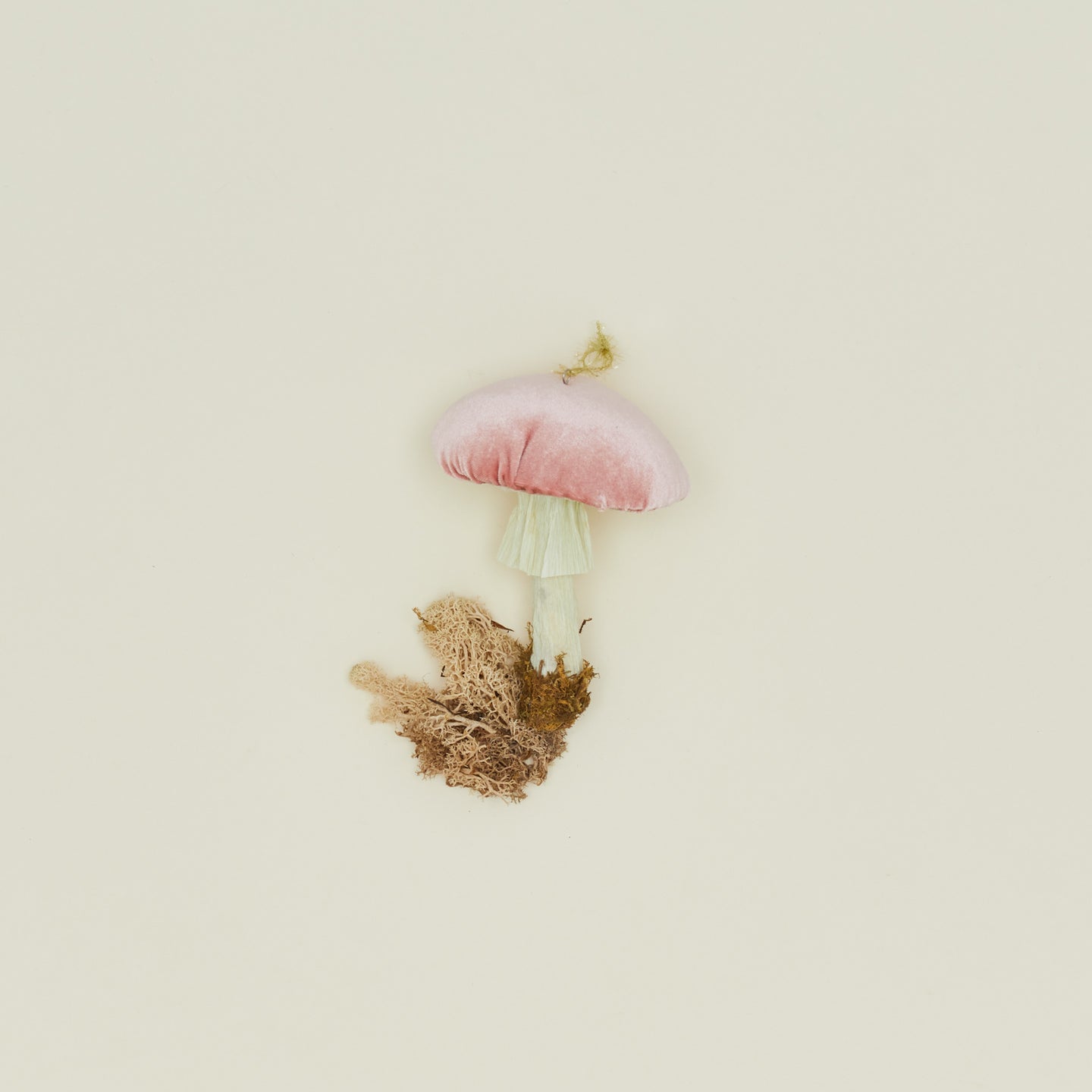 Handmade Velvet Mushroom Ornament in pink