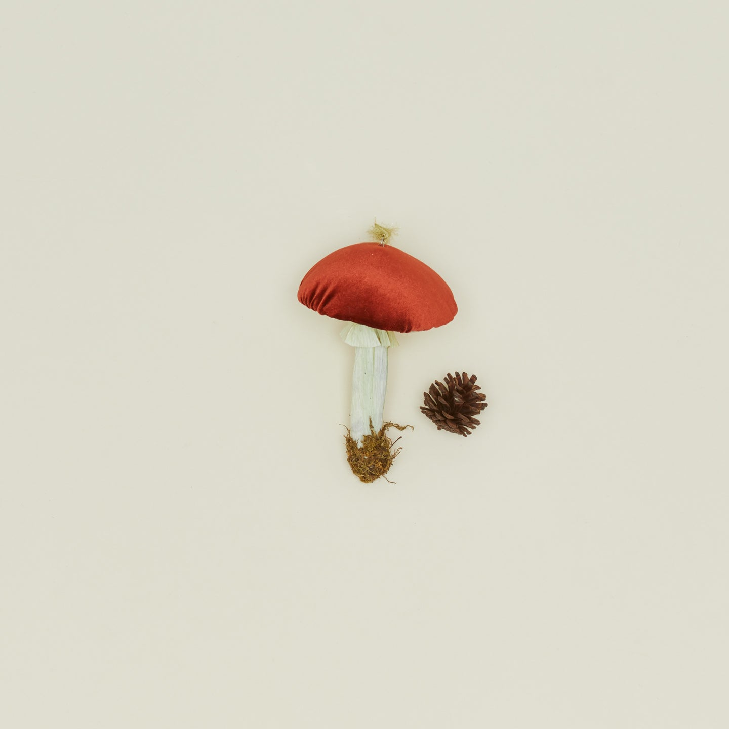 Handmade Velvet Mushroom Ornament in red