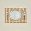 Dove and Donkey hopsack placemat in honey with place setting
