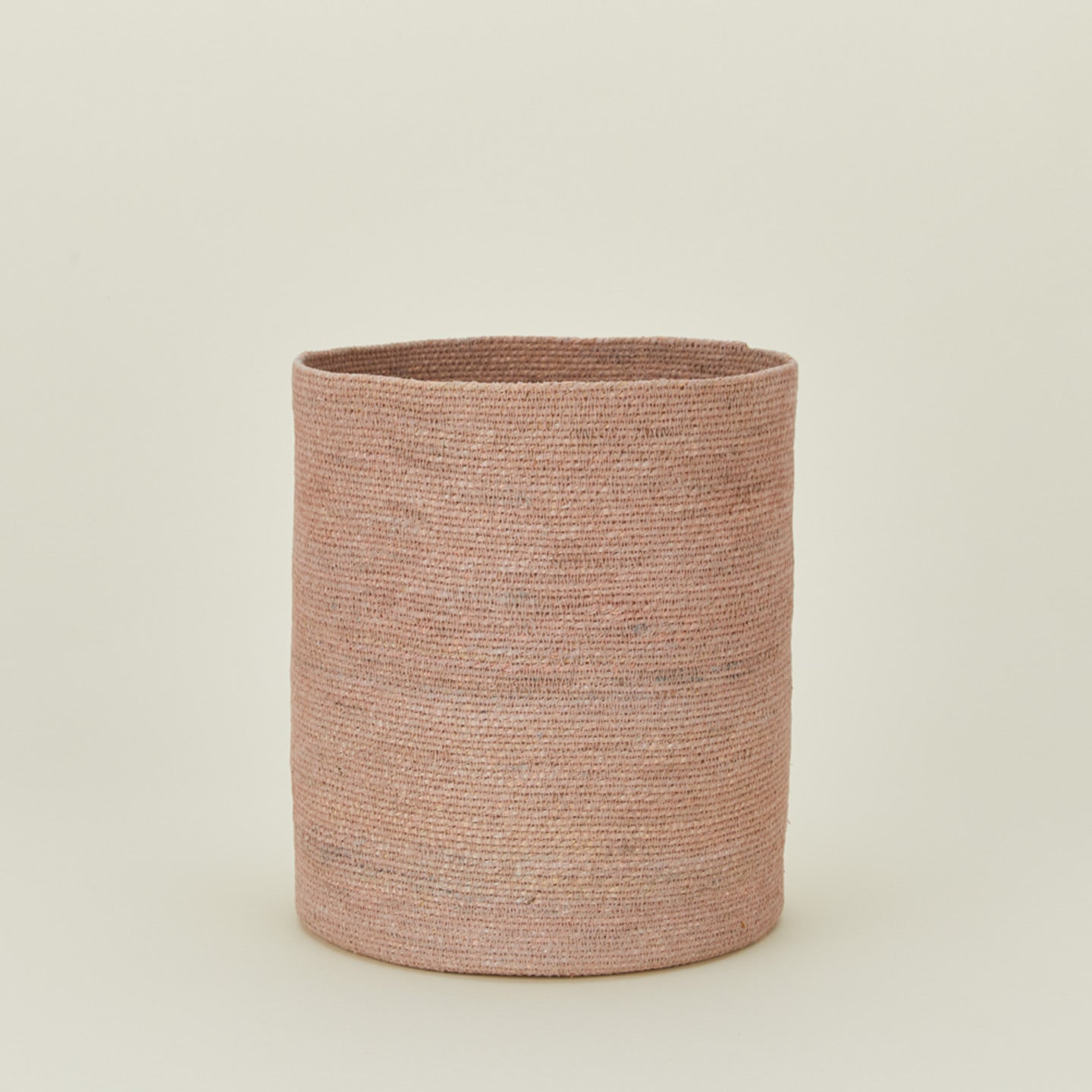 Essential woven wastebasket in blush