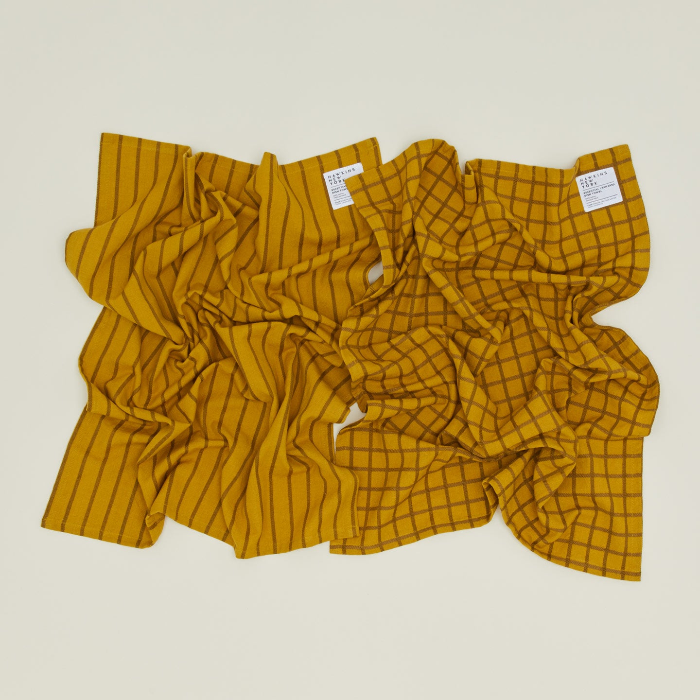 Essential Yarn Dyed Dish Towel, Set of 2 - Mustard + Bronze