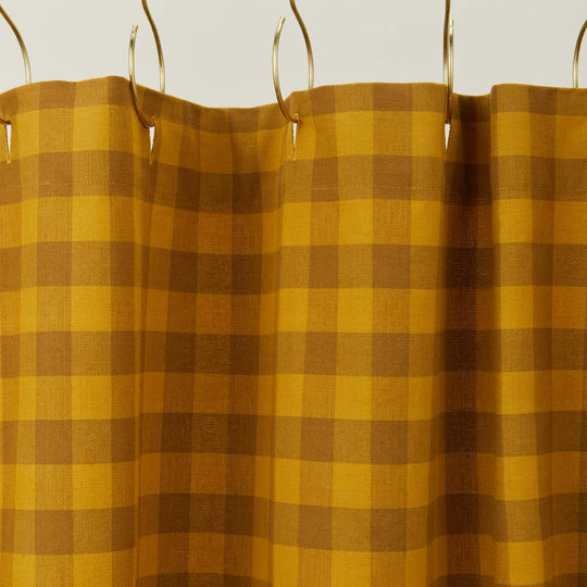 Essential Gingham Shower Curtain - Mustard/Bronze