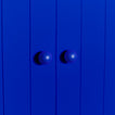 Large essential sphere knobs in klein blue on cabinet door 