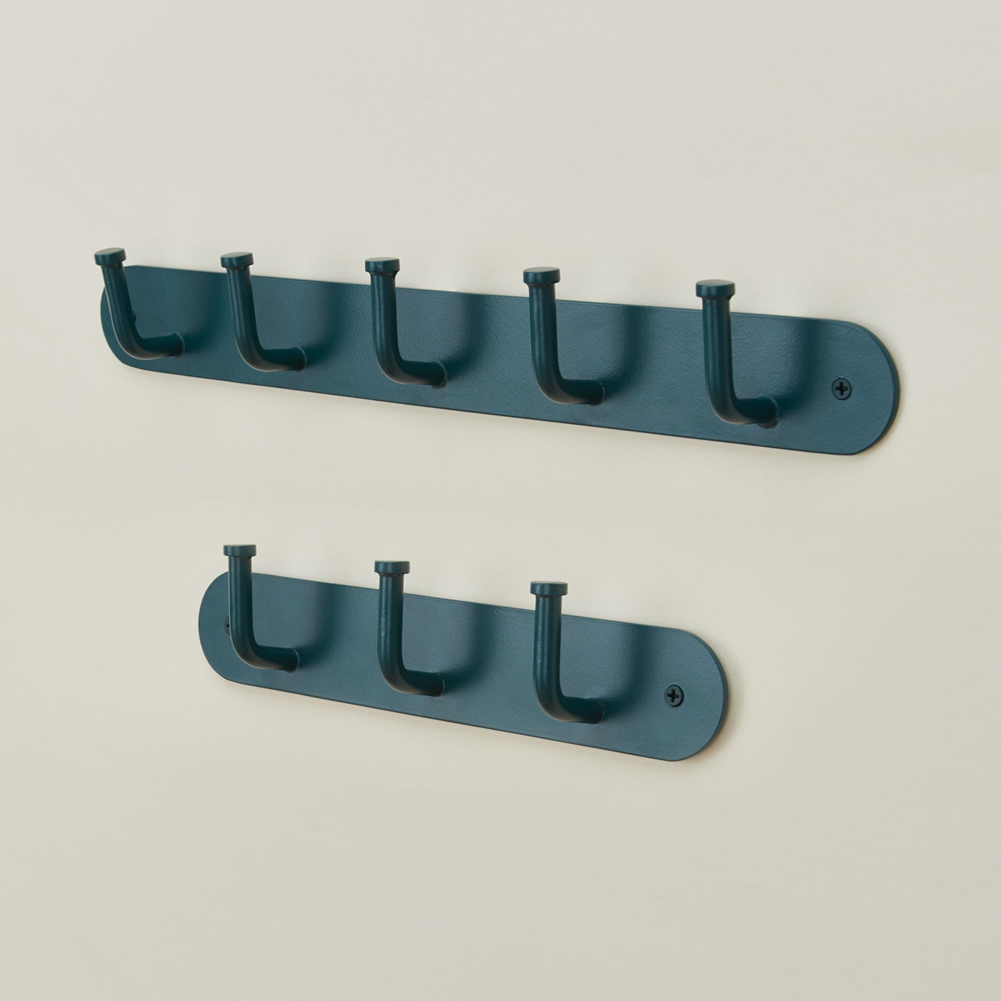 Essential hook racks in peacock