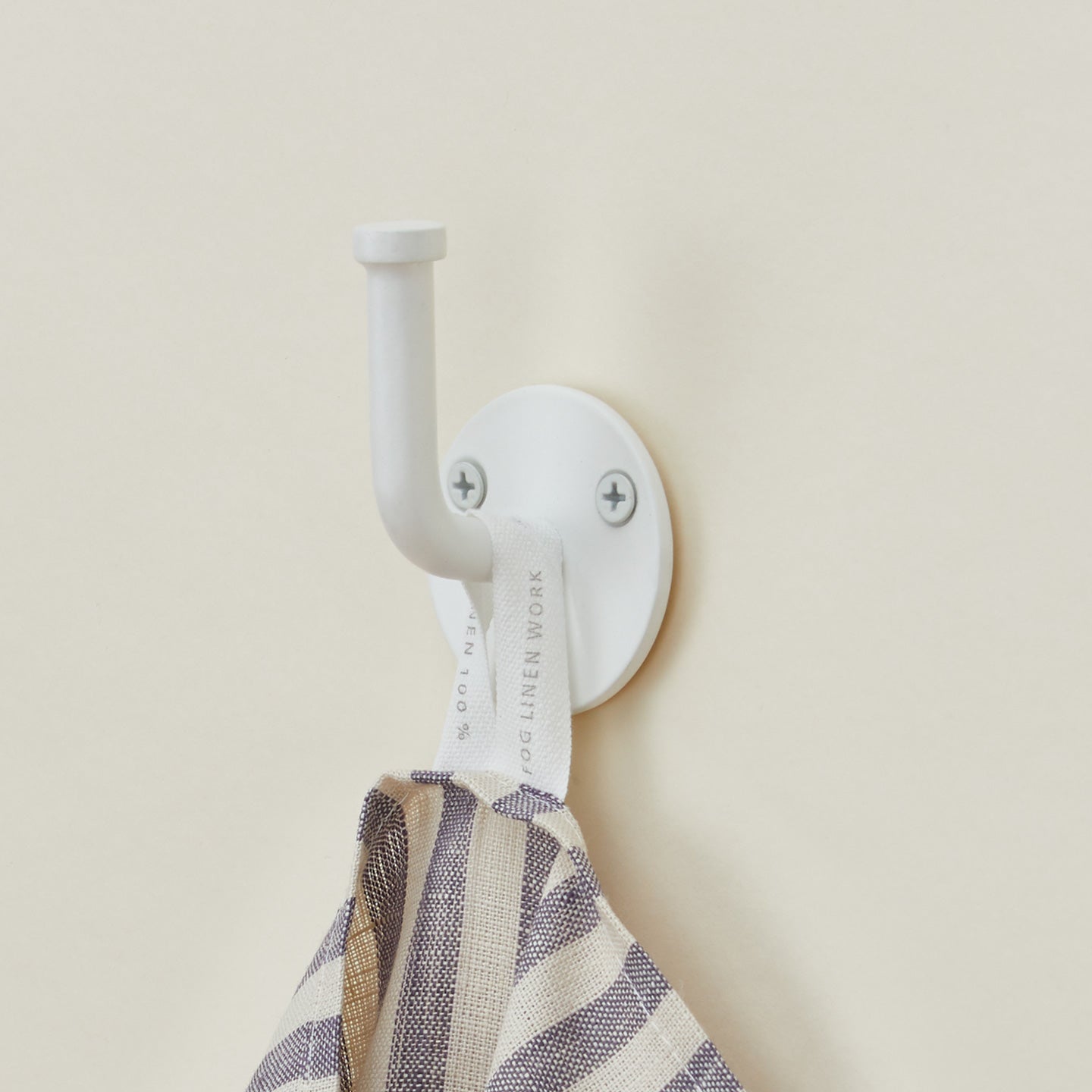 Essential hook in white with kitchen towel