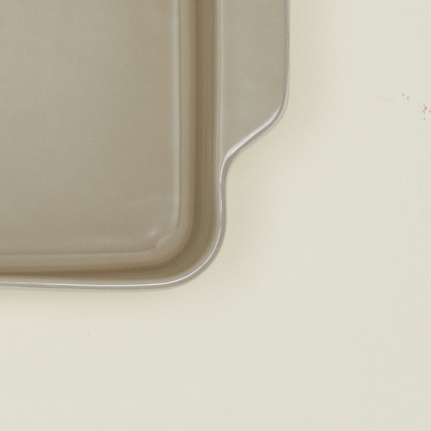 Close up view of 8" x 8" essential bakeware in light grey
