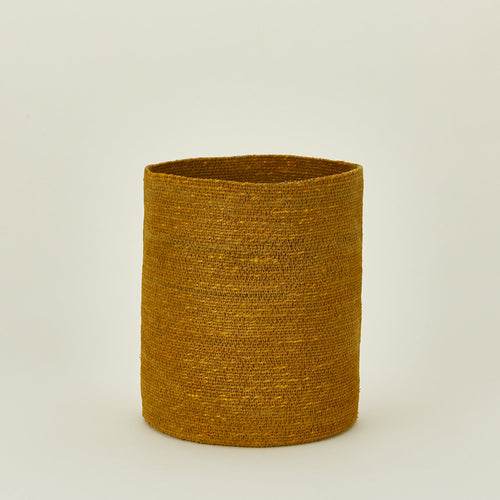 Essential Woven Waste Basket in Mustard