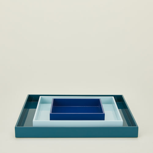 Essential nested trays in blues