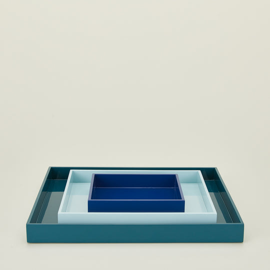 Essential Nested Trays, Set of 3 - Blue