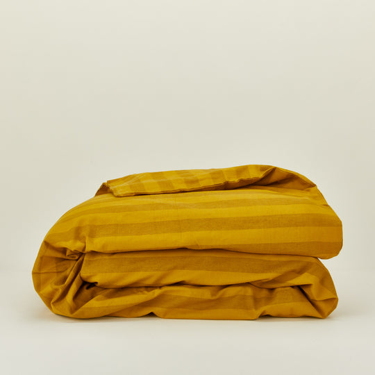 Essential Striped Duvet - Mustard/Bronze