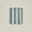 Essential striped shower curtain in sky / peacock