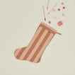 Essential Striped Stocking - Blush/Terracotta with pencils, candies and candles