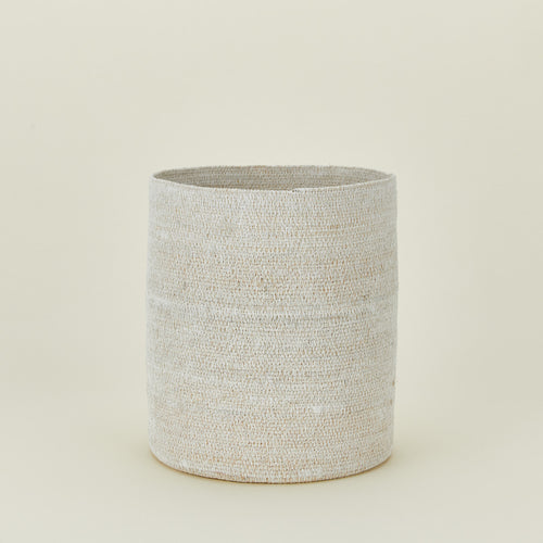 Essential woven wastebasket in white