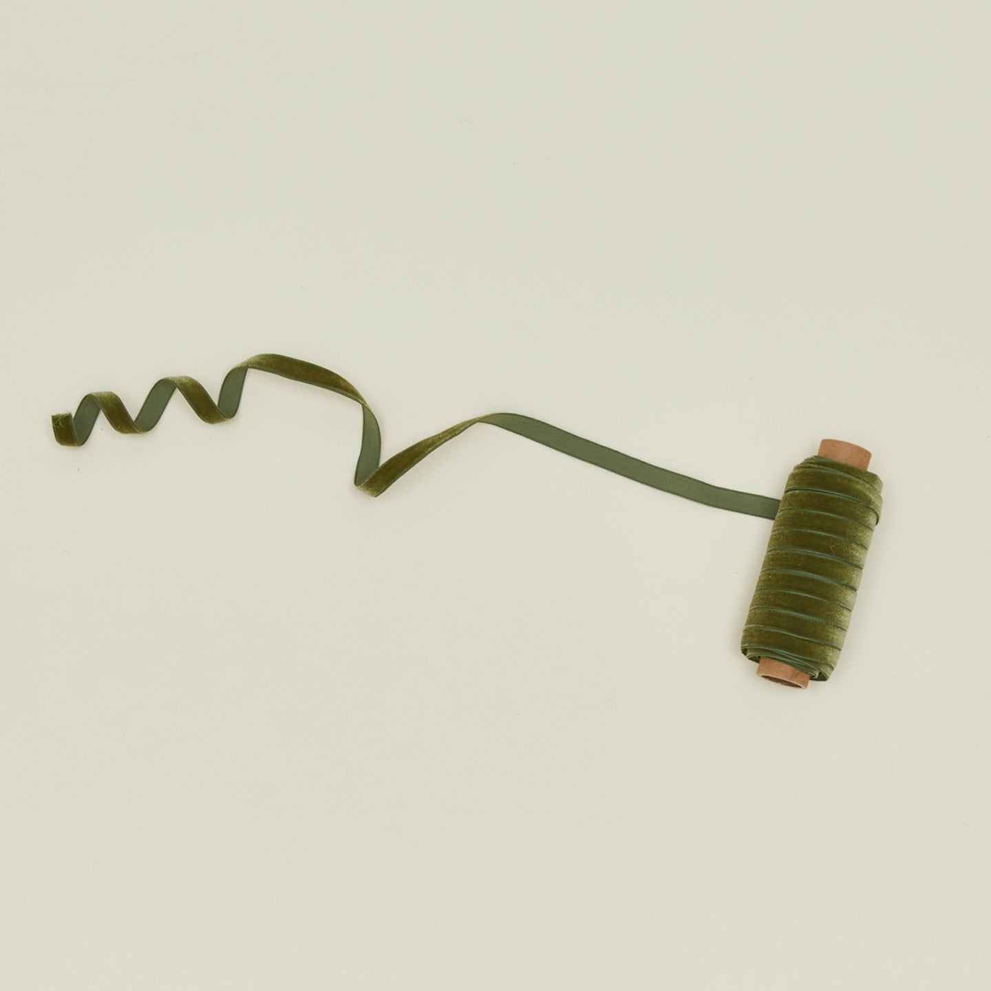 Slim Velvet Ribbon in Olive