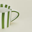 Close up view of Fodory olive striped mug