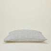 A checked linen pillow case.