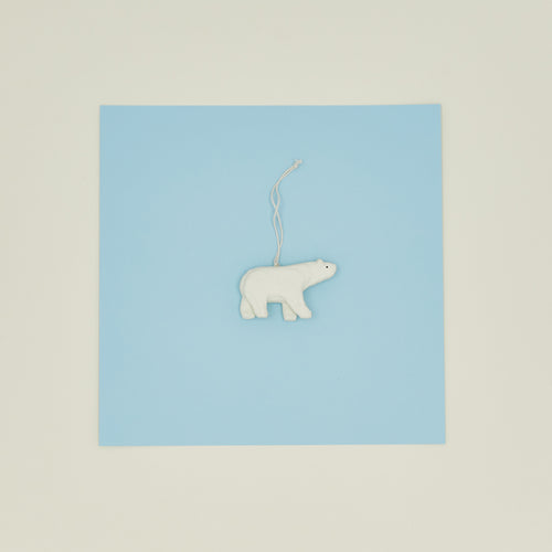 Polar bear paper mache ornaments