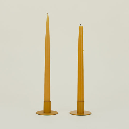 Essential Metal Candle Holders, Set of 2 - Mustard