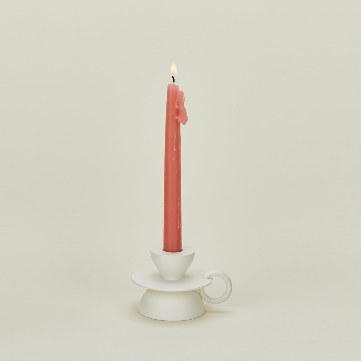 Forge candlestick holder with candle