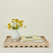 Rectangular Scallop Edge Tray with florals in vase and book