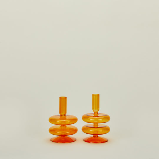 Disk Candle Holder, Set of 2 - Orange