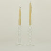 Disk candle holder in clear with tapers