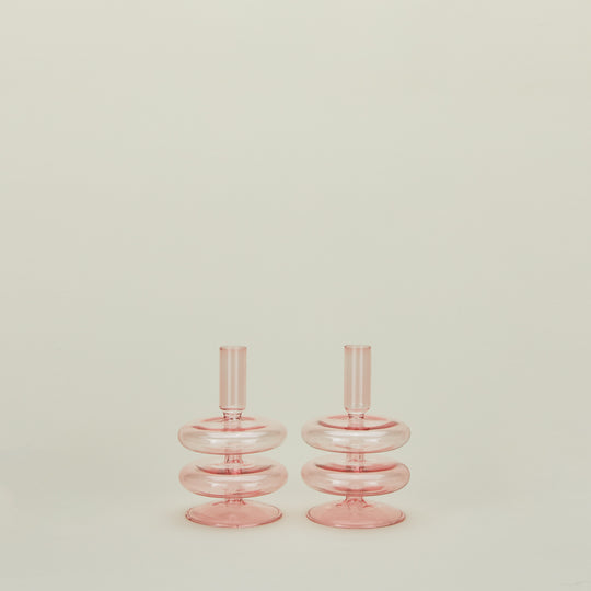Disk Candle Holder, Set of 2 - Pink