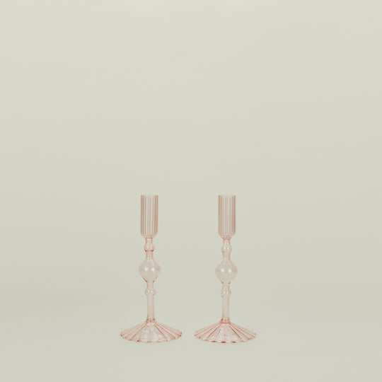 Pleated Candle Holder, Set of 2 - Pink