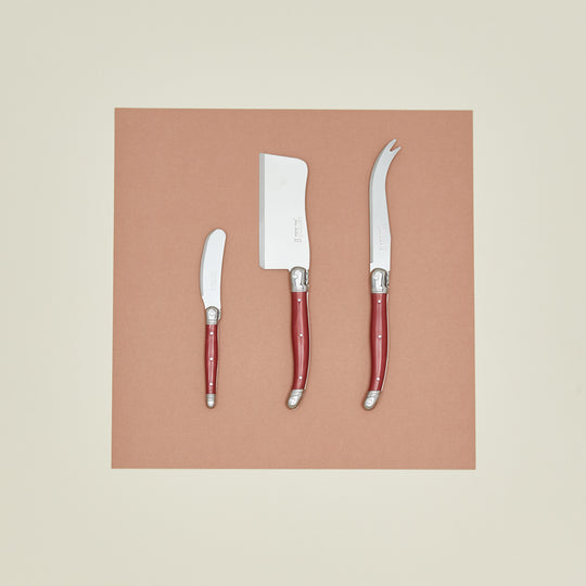 Jean Dubost Cheese Knives, Set of 3 - Red
