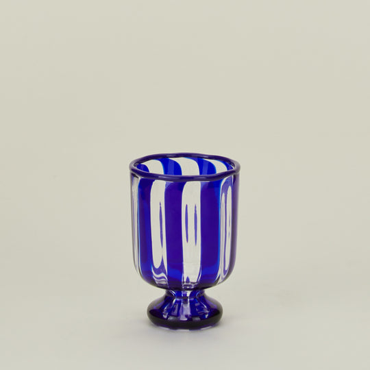 Striped Murano Wine Glass - Cobalt