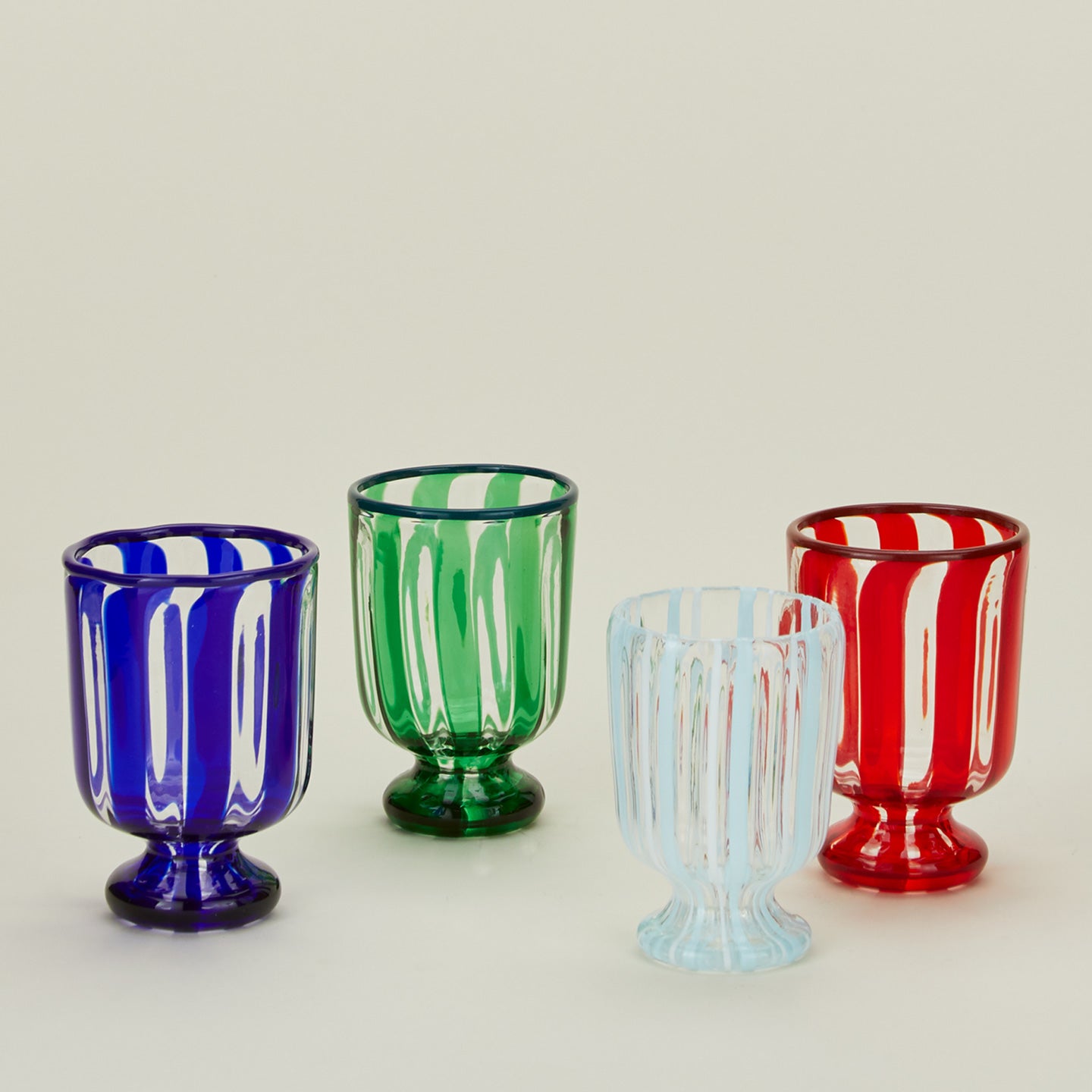 Wine glass family in various colors