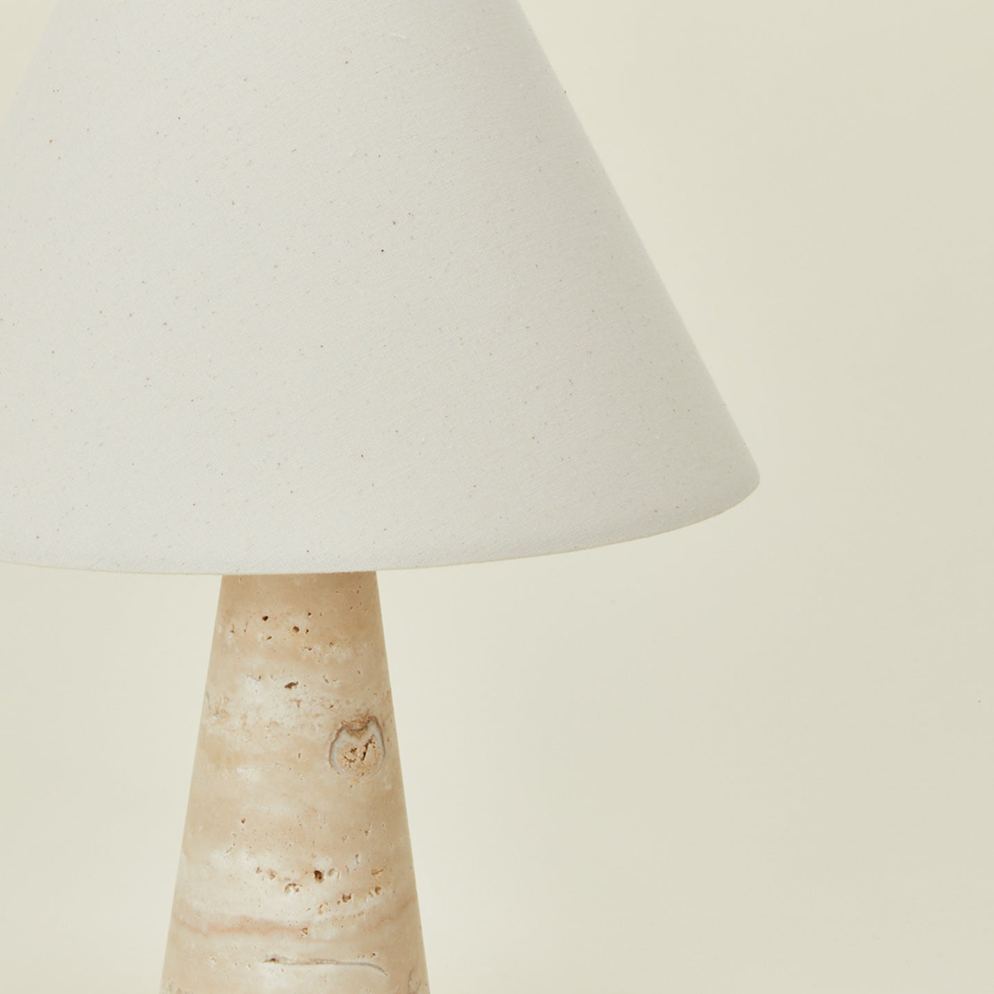 Close up view of Tall Silee Travertine Lamp