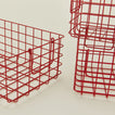 Close up view of Set of 3 grid baskets in poppy