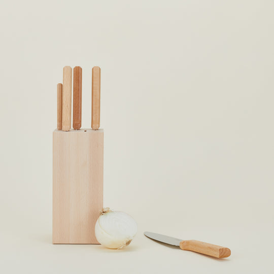 Beechwood Knives, Set of 5 + Block
