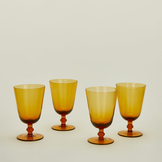 Optic Goblet, Set of 4 - Amber